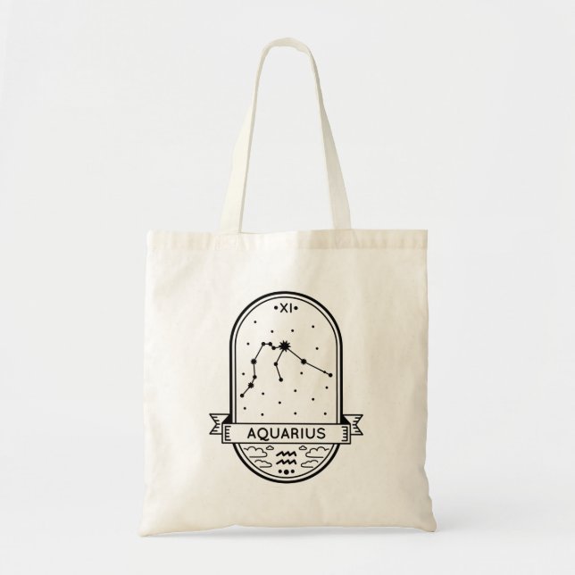 BOLSO DE TELA ZODIAC BADGE CONSTELLATION AQUARIUS STROKE (Frente)