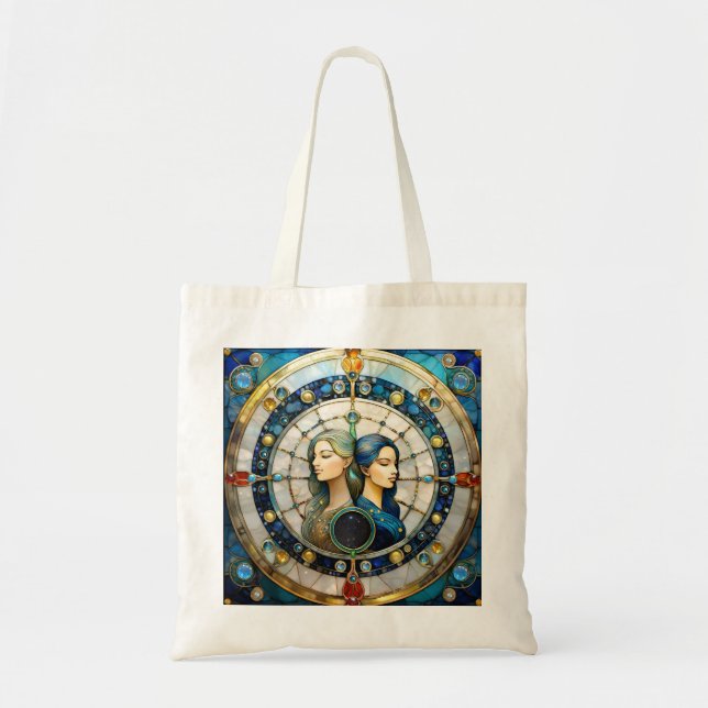 Bolso De Tela Zodiac - Gemini Los Gemelos (Frente)
