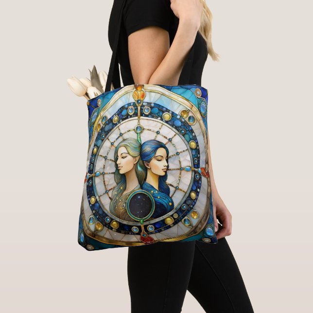 Bolso De Tela Zodiac - Gemini Los Gemelos (Detalle)