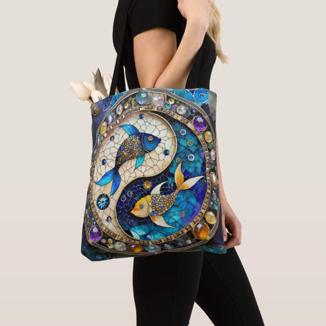 Bolso De Tela Zodiac - Pisces Fish Yin y Yang (Detalle)