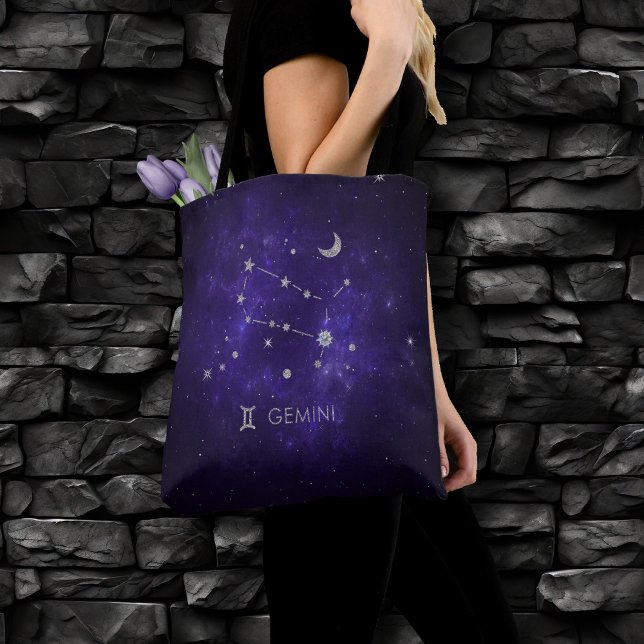 Bolso De Tela Zodiac Purple Gemini | Horoscopio Astrológico Cósm (Subido por el creador)