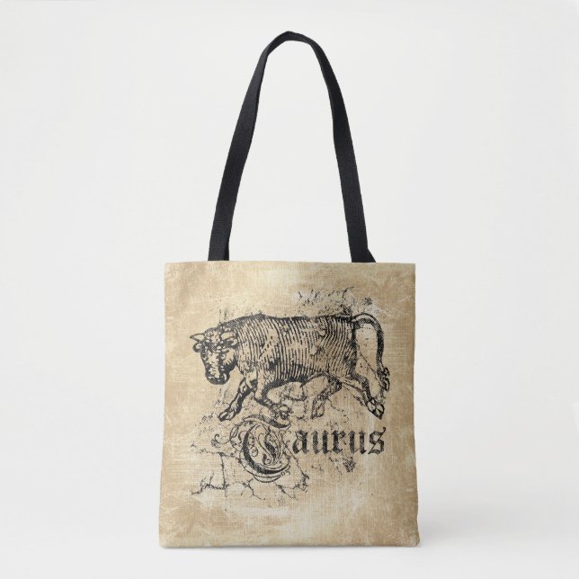 Bolso De Tela Zodiac Tauro vintage (Anverso)