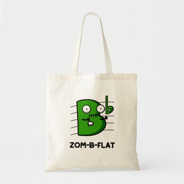 Bolso De Tela Zom-B-Flat Funny Halloween Zombie Music Pun (Frente)
