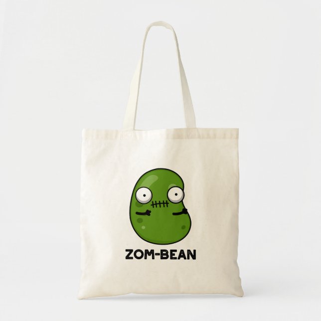 Bolso De Tela Zom-bean Funny Halloween Zombie Bean Pun (Frente)