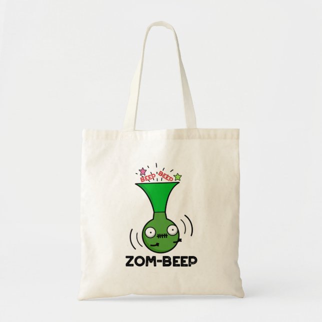 Bolso De Tela Zom-beep Funny Halloween Zombie Honker Pun (Frente)
