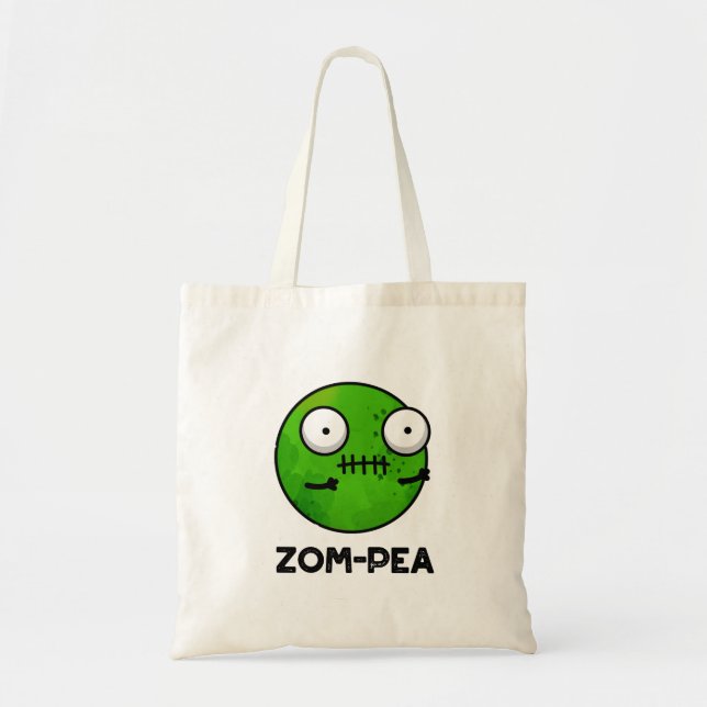 Bolso De Tela Zom-pea Funny Halloween Zombie Pea Pun (Frente)