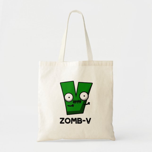 Bolso De Tela Zomb-V Funny Halloween Zombie Alphabet V Pun (Frente)