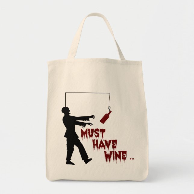 Bolso De Tela Zombie Debe Tener Vino (Frente)