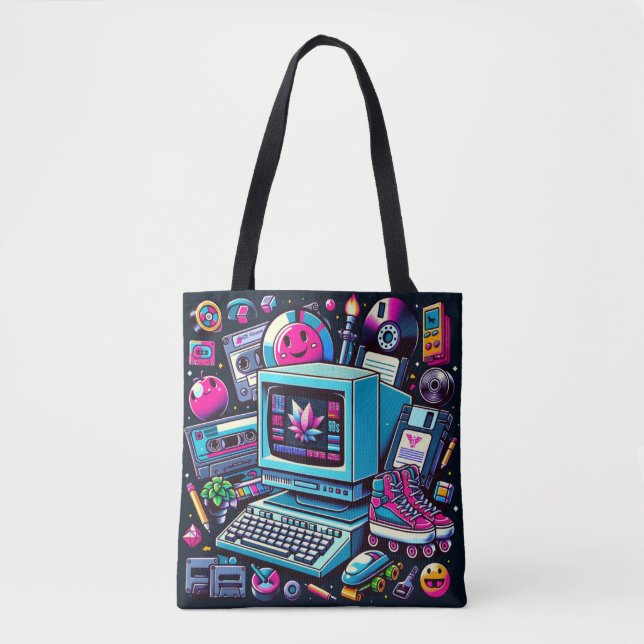 Bolso De Tela Zona de juegos Retro Tech: Una odisea nostálgica d (Anverso)