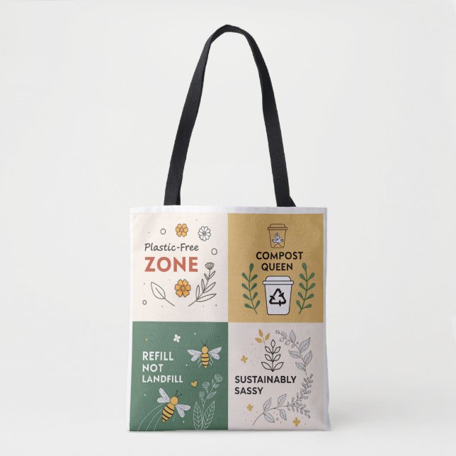 Bolso De Tela Zona libre de plástico - Diseño ecológico (Anverso)