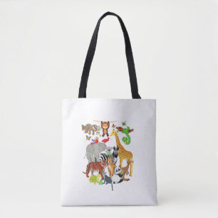 Bolso De Tela Zoológico Animales Vida Silvestre Fiesta de cumple