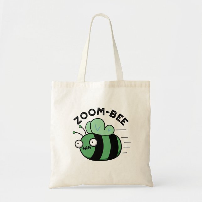 Bolso De Tela Zoom-bee Funny Halloween Zombie Bee Pun (Frente)