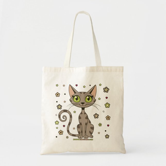 Bolso De Tela Zoomy Zara Floral Tabby Cat (Frente)