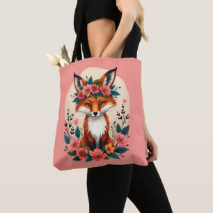 Bolso De Tela Zorro boho caprichoso con corona floral del bosque