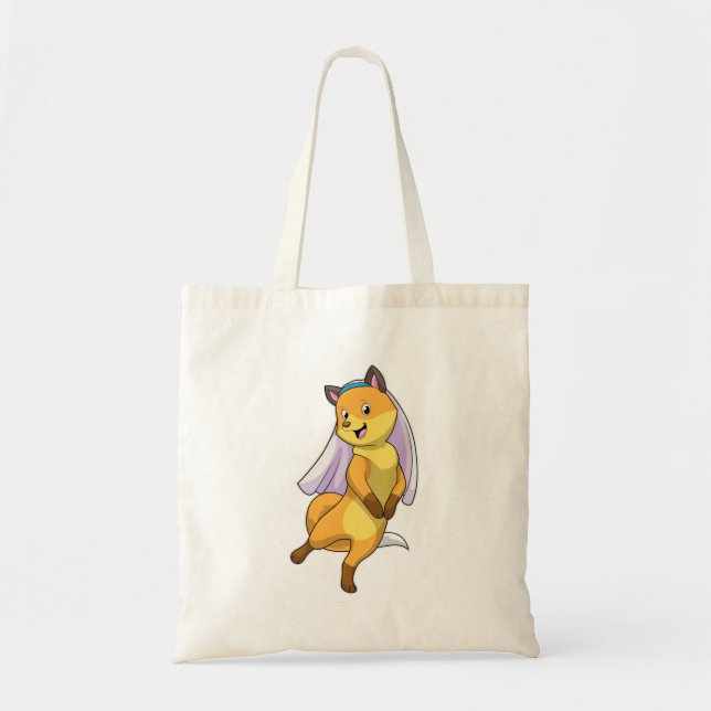 Bolso De Tela Zorro como novia con velo (Frente)