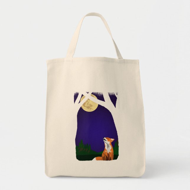 Bolso De Tela Zorro de luna llena (Frente)