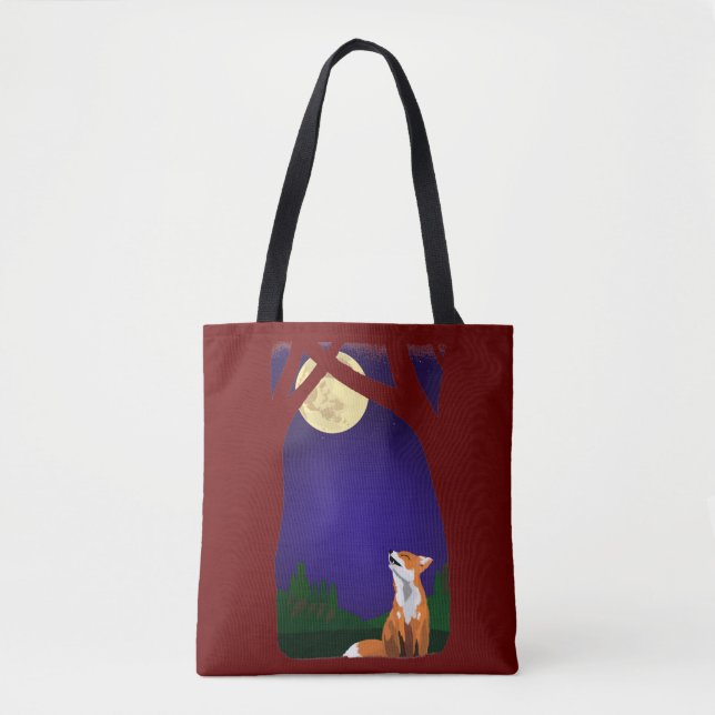 Bolso De Tela Zorro de luna llena (Anverso)