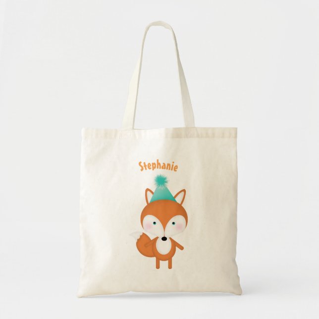 Bolso De Tela Zorro del Bosque con Globos (Frente)