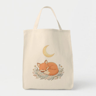 Bolso De Tela Zorro Dormido en Colcha bajo Luna Creciente AI