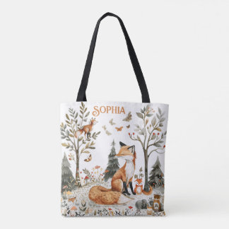 Bolso De Tela Zorro Floral Bosque