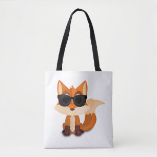 Bolso De Tela Zorro Genial con Gafas de Sol Impresión Completa C