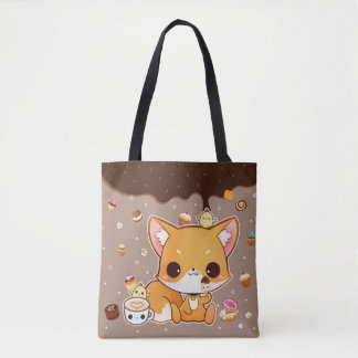 Bolso De Tela Zorro lindo del chibi con helado del kawaii