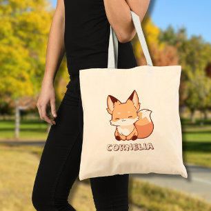 Bolso De Tela Zorro Sonriente Pequeño y Lindo con Nombre Persona
