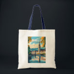 Bolso De Tela Zurich Suiza Viaje al arte Vintage<br><div class="desc">Diseño de viaje vectorial retro de Zurich. Las pintorescas callejuelas del centro de Altstadt (casco antiguo),  a ambos lados del río Limmat,  reflejan su historia pre-medieval.</div>