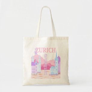 Bolso De Tela Zurich Travel Art, Suiza, Viajes de Pink Preppy