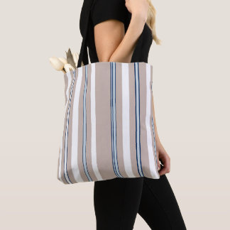 Bolso de tocador minimalista a rayas beige y blanc