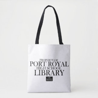 Bolso de tote blanco y negro de la BIBLIOTECA de