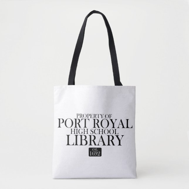 Bolso de tote blanco y negro de la BIBLIOTECA de (Anverso)