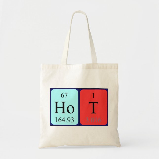 Bolso de tote con el nombre de la tabla periódica  (Frente)