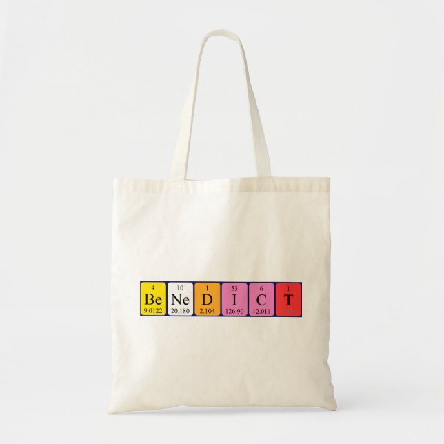 Bolso de tote con nombre de tabla periódica de Ben (Frente)