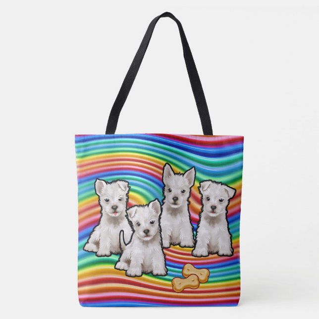 Bolso de tote grande de los perritos del arco iris (Anverso)