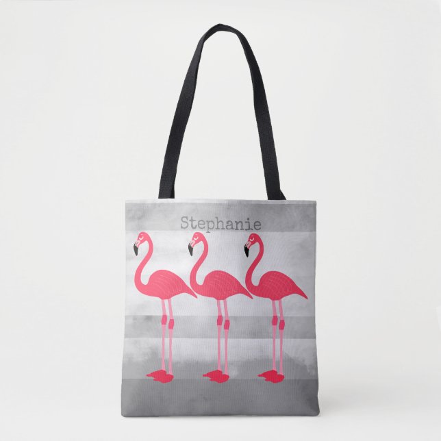 bolso de tote personalizado flamingo rosa personal (Anverso)