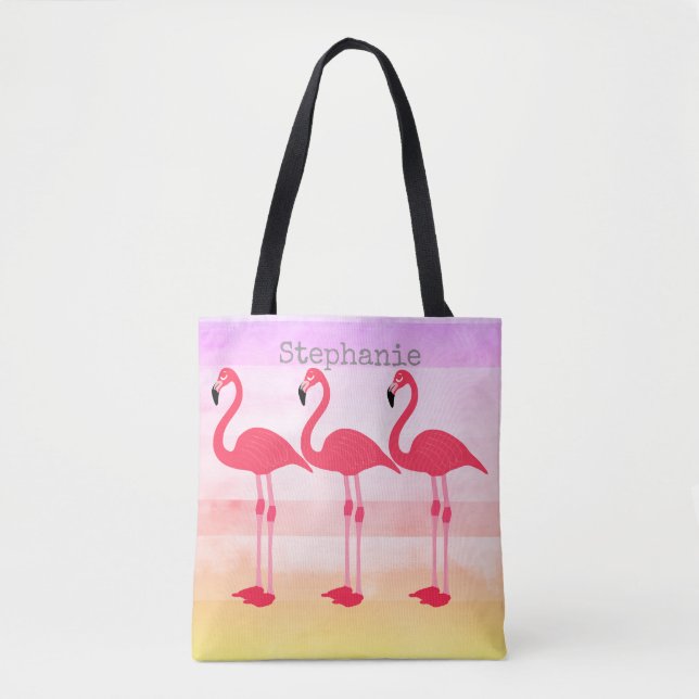 bolso de tote personalizado flamingo rosa personal (Anverso)