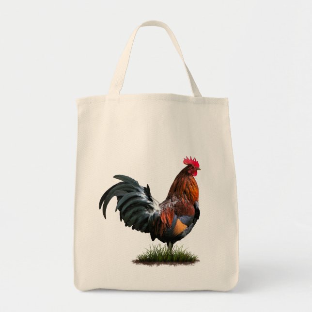 Bolso de ultramarinos pintado del gallo (Frente)
