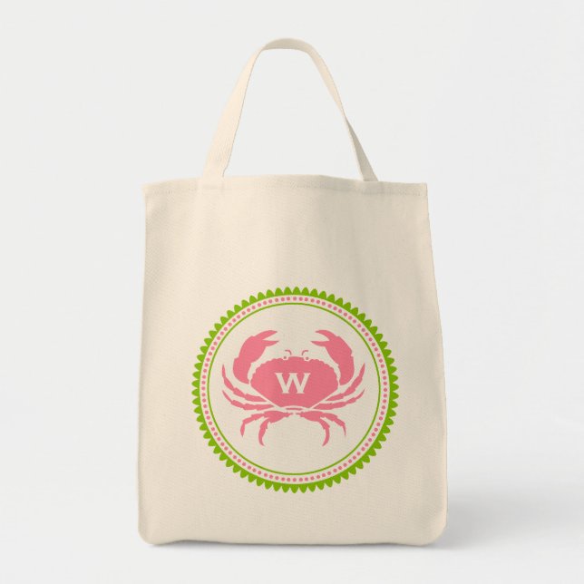 Bolso de ultramarinos rosado del monograma del (Frente)
