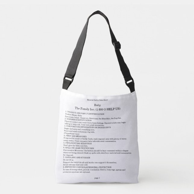 bolso del chiste del bebé MSDS (Anverso)