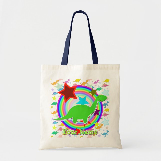 Bolso del regalo del dinosaurio verde con su (Frente)