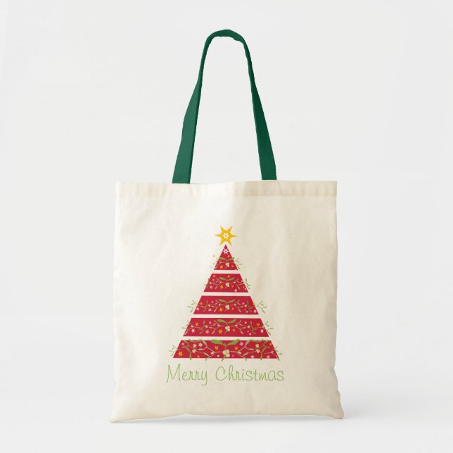 Bolso del rojo de las Felices Navidad del árbol de (Frente)