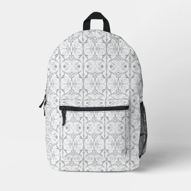 Bolso elegante gris con patrón de pergamino (Anverso)