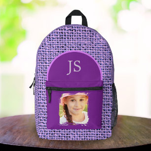 Bolso Escolar Personalizado con Foto Morado para N
