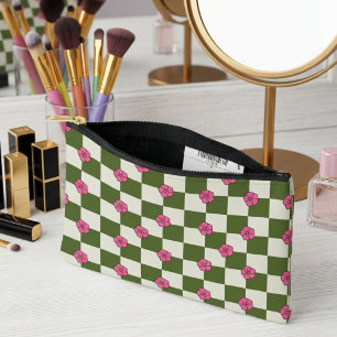 Bolso Floral de Cuadros Estético de Color Oliva y 