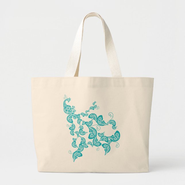 Bolso floral del personalizado del pavo real de (Frente)