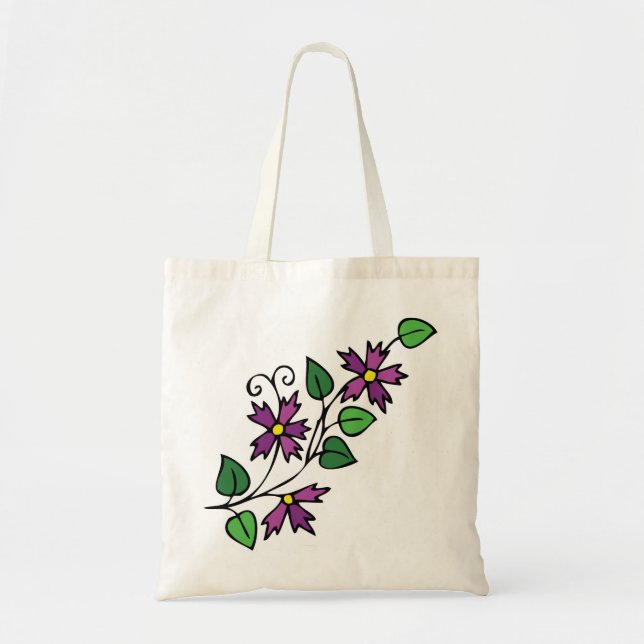 Bolso floral del tote púrpura de la flor (Frente)