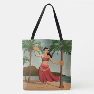 Bolso hawaiano de la playa de la postal del chica