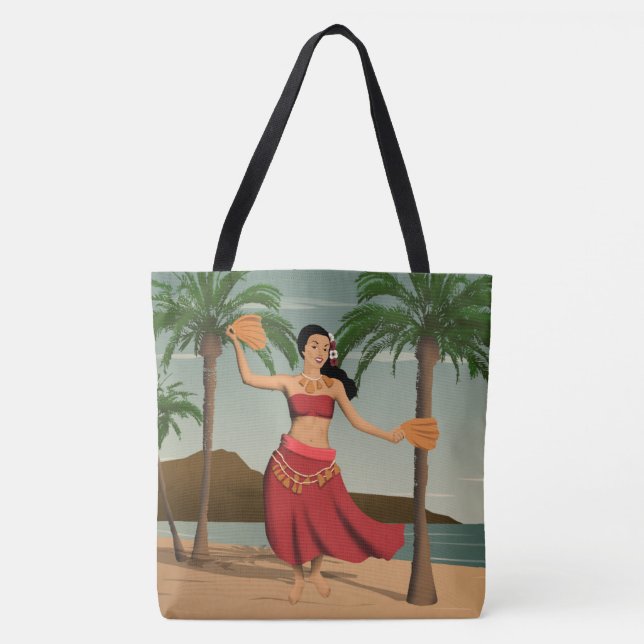 Bolso hawaiano de la playa de la postal del chica (Anverso)