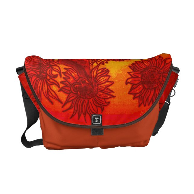 Bolso Messenger Girasoles descarados en naranja (Frente)